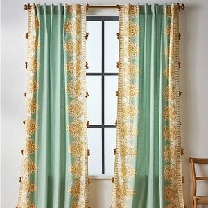 NEW Anthropologie Tiya Tasseled Curtain Panel - 50 X 84